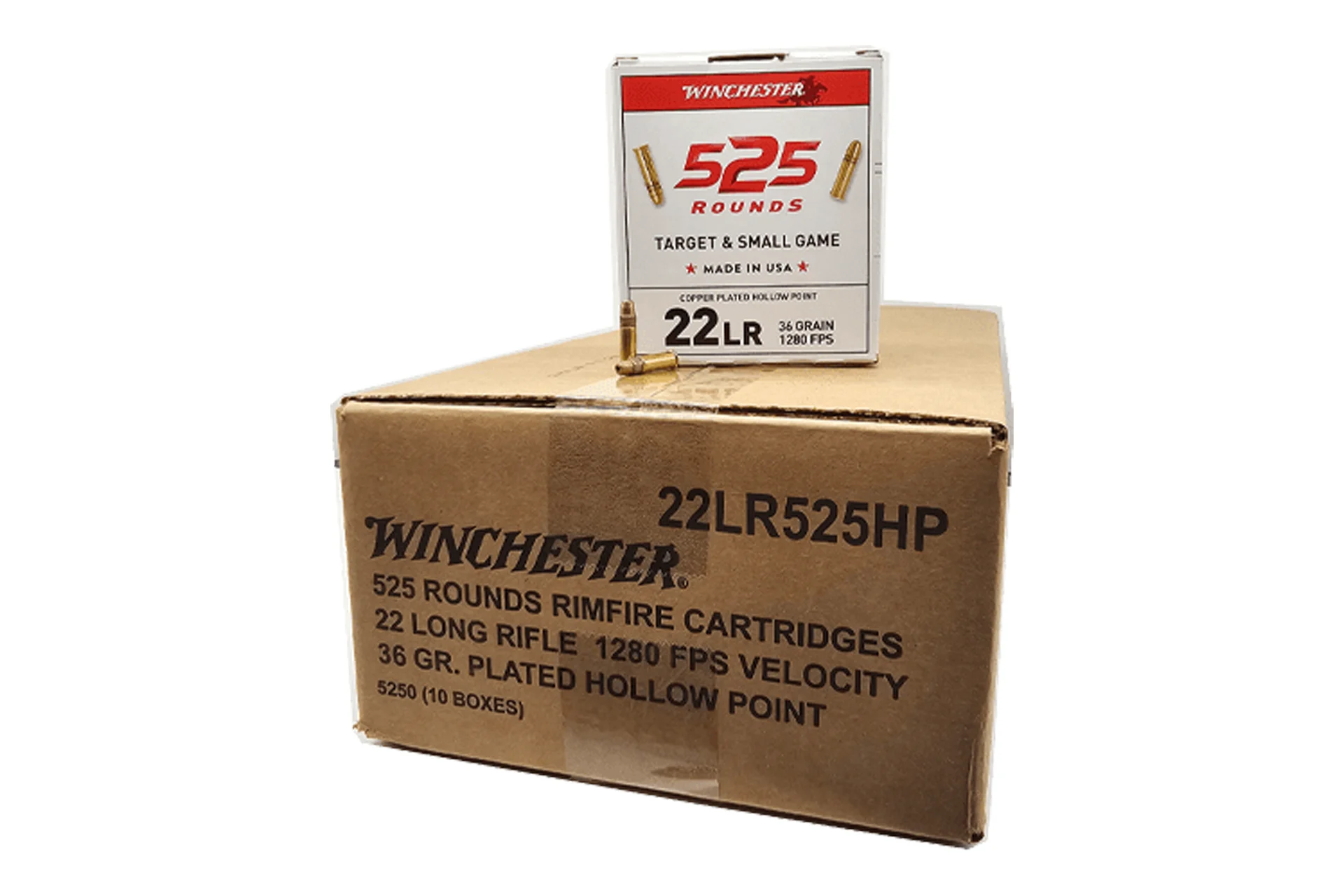 Winchester .22 Long Rifle 36gr CPHP Rimfire Ammo - 5250 round case - 22LR525HP