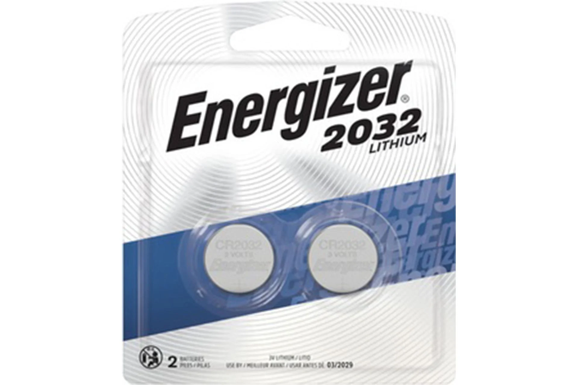 Energizer 2032BP2 CR2032 Lithium Battery Silver 3.0 V 235 mAh, Qty (2) Single Pack - 135695