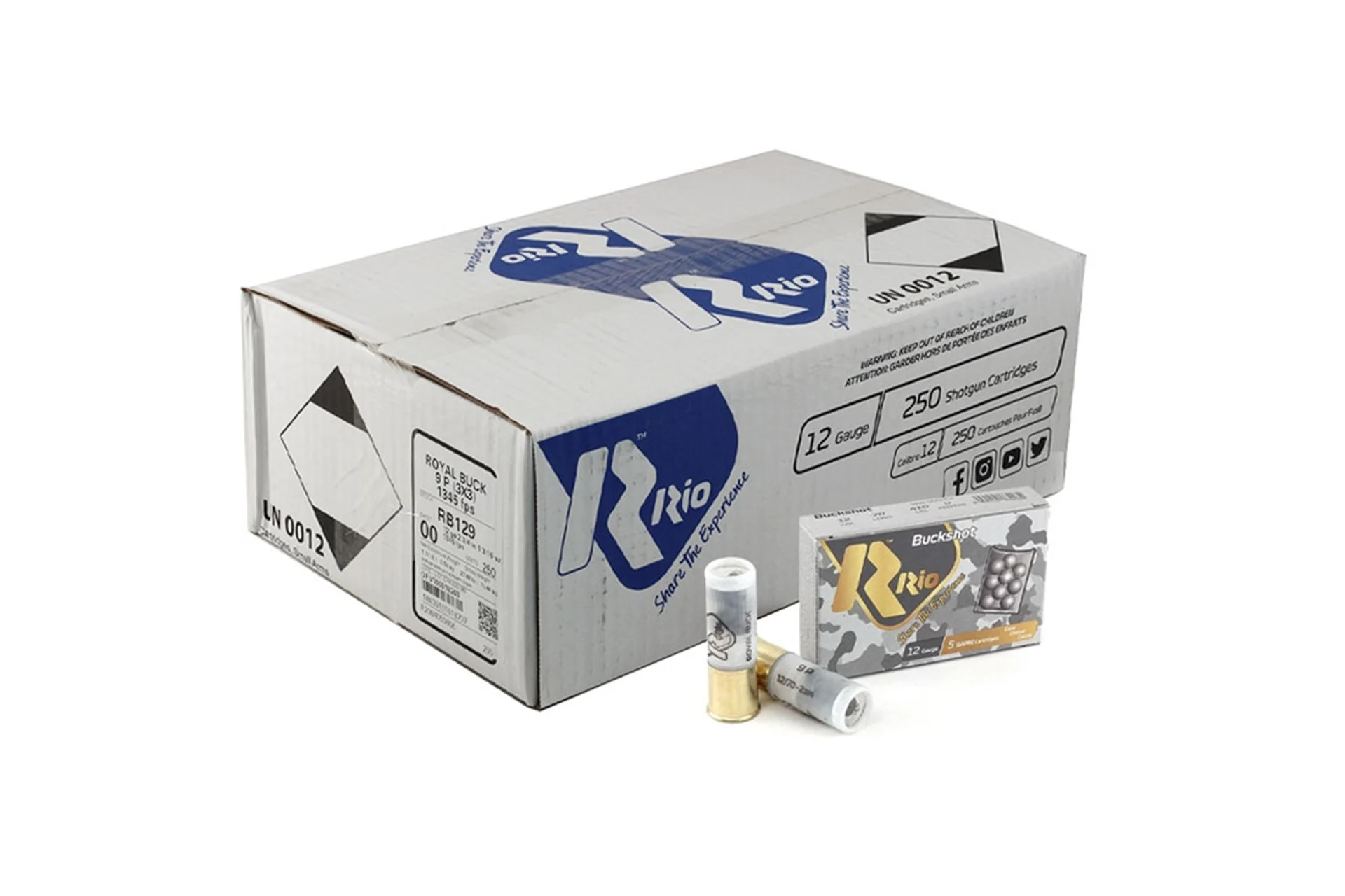 Rio RB129 Royal Buck 12 GA 2.75" 00 Buck Shot - 250 Rounds - RB129