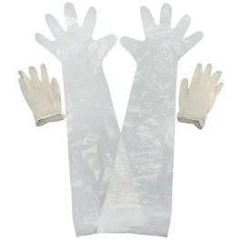 Allen Field Dressing Gloves Clear Latex Shoulder/Wrist Set
