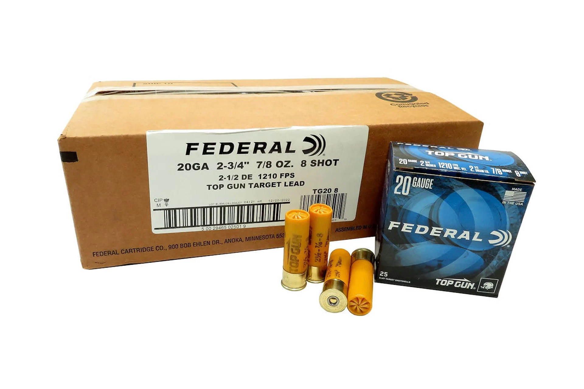 Federal Top Gun 20GA 2-3/4" 7/8OZ 1,210 FPS Shotgun Ammo - 250rd Case - TG20 8