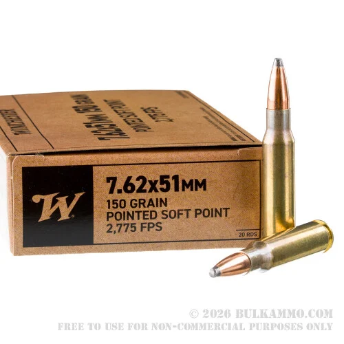 200 Rounds of 7.62x51 Ammo by Winchester - 150gr PSP