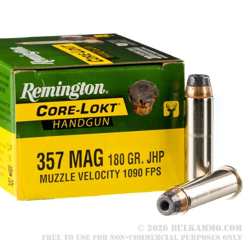 20 Rounds of .357 Mag Ammo by Remington Core-Lokt - 180gr JHP