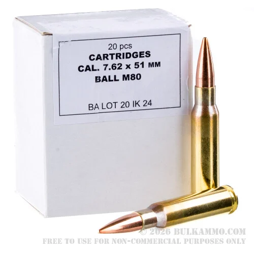 1000 Rounds of 7.62x51 Ammo by Igman - 147gr FMJ M80