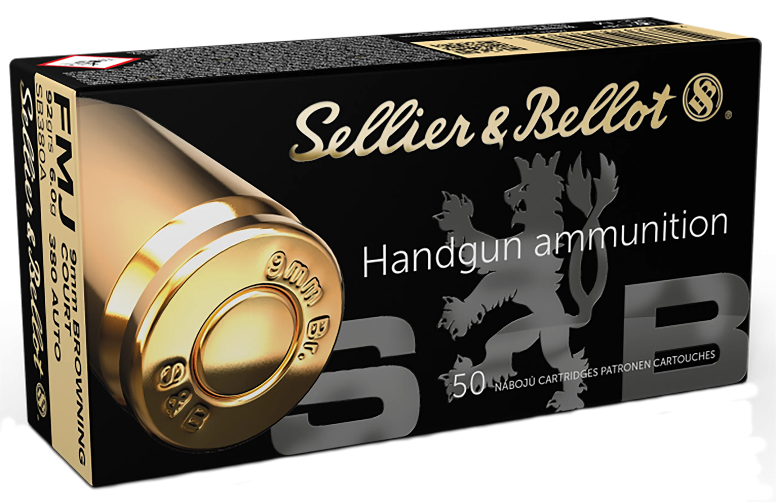 Sellier & Bellot Pistol Ammuntion SB380A, 380 ACP, Full Metal Jacket (FMJ), 92 GR, 990 fps, 50 Rd/bx