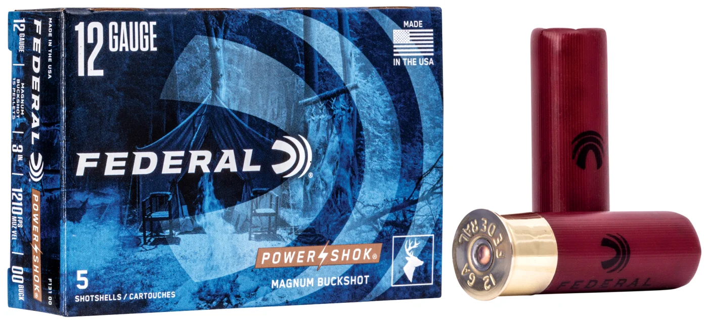 Federal F12700 Power-Shok 12 Gauge 2.75" 9 Pellets 00 Buck Shot Shotgun Ammo - 5 Rounds - F12700