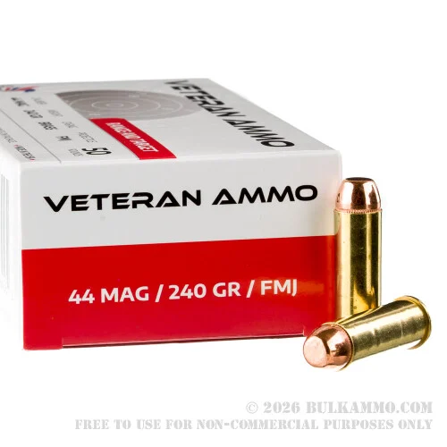 500 Rounds of .44 Mag Ammo by Veteran Ammo - 240gr FMJ