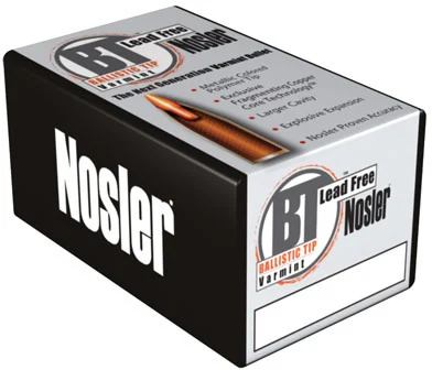 Nosler Ballistic Tip Lead-Free Bullet 6MM Caliber 55 Grain 100 Per Box (45170), Not Loaded