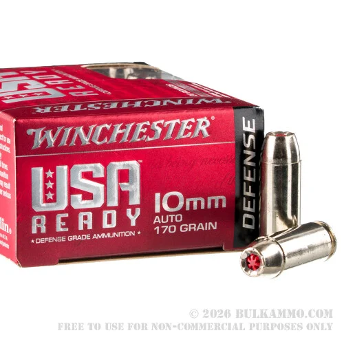 20 Rounds of 10mm Ammo by Winchester USA Ready Defense - 170gr JHP