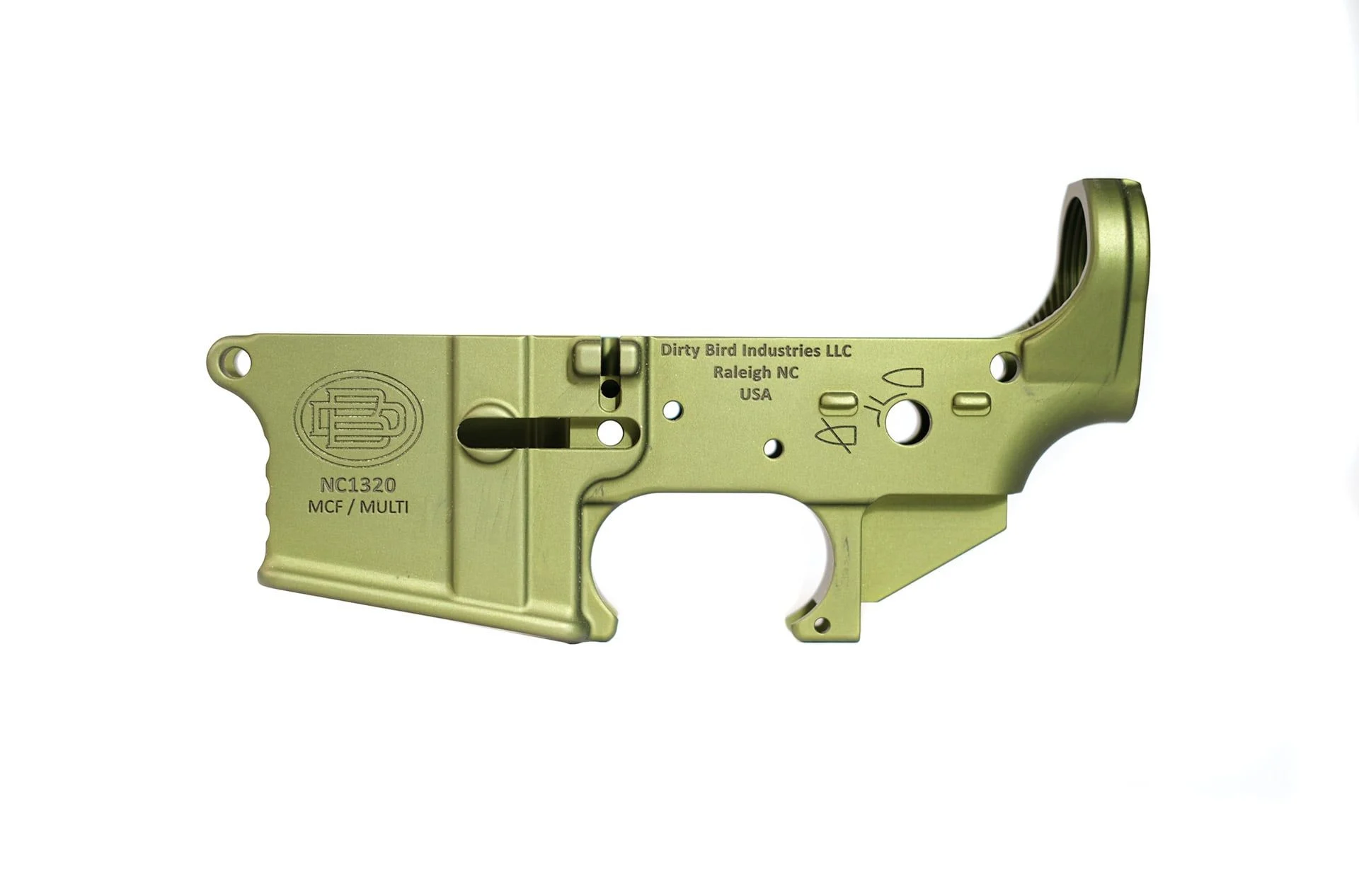 Dirty Bird AR-15 Multi-Cal Forged Lower Receiver - OD Green Anodized - Blem - D014-5