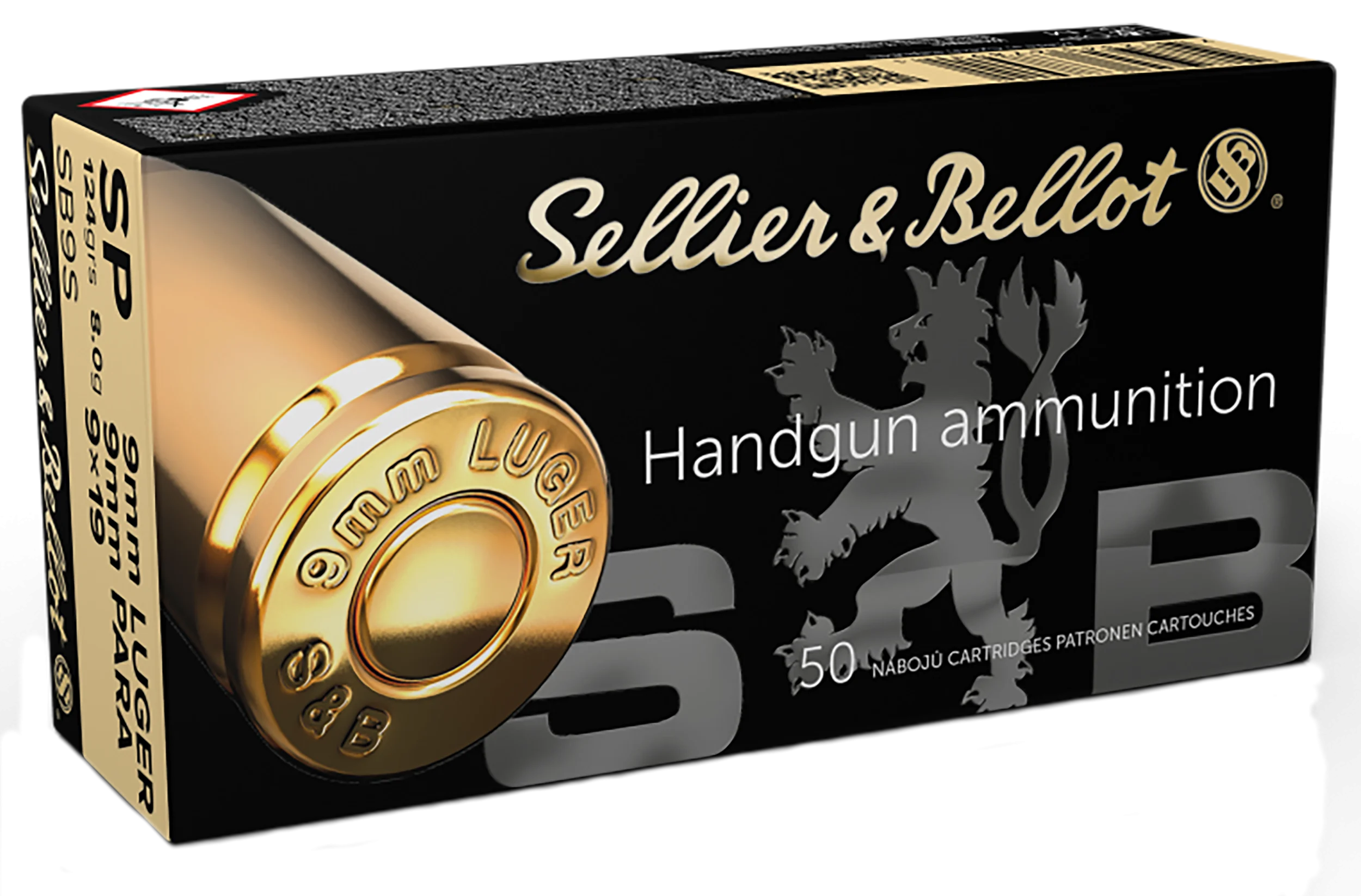 Sellier & Bellot Pistol Ammuntion SB9S, 9MM, Soft Point (SP), 124 GR, 1109 fps, 50 Rd/bx
