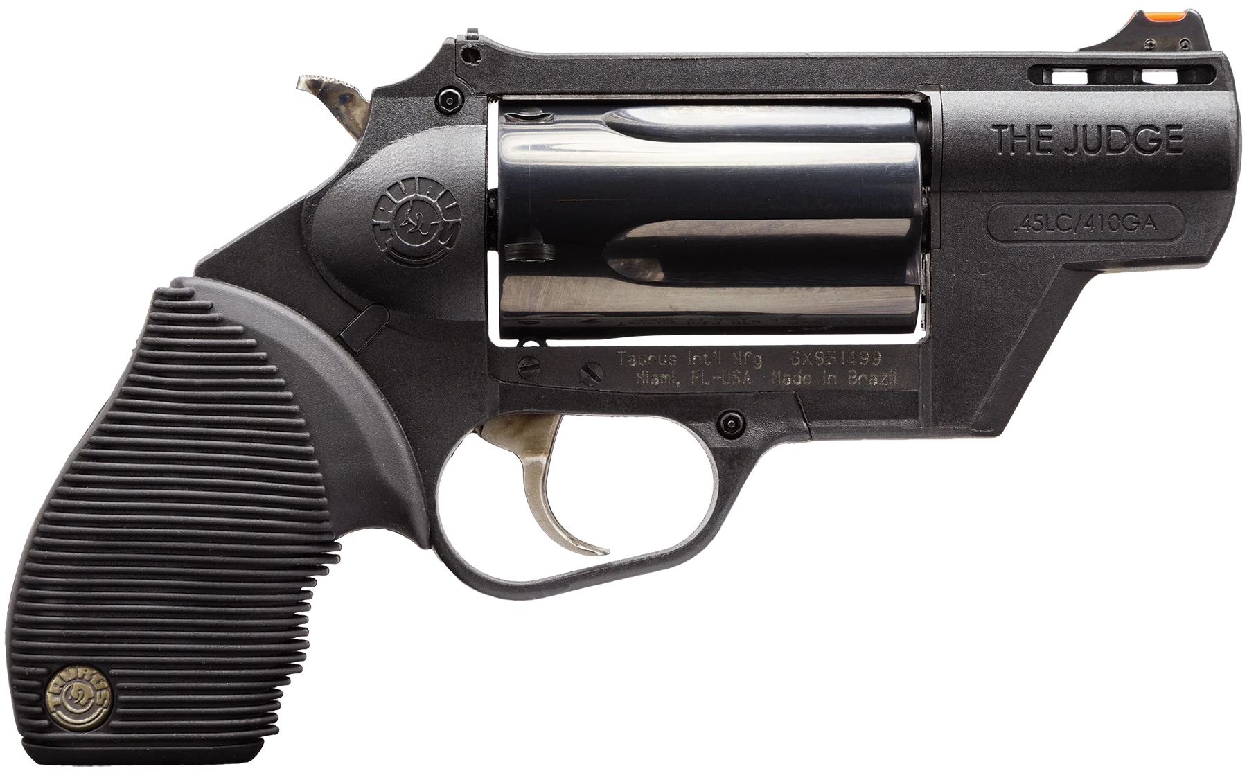 Taurus 45/410 Judge Public Defender Revolver 2441021PFS, 410 Guage / 45 Long Colt, 2 in, Polymer Grip, Blue Finish, 5 Rd