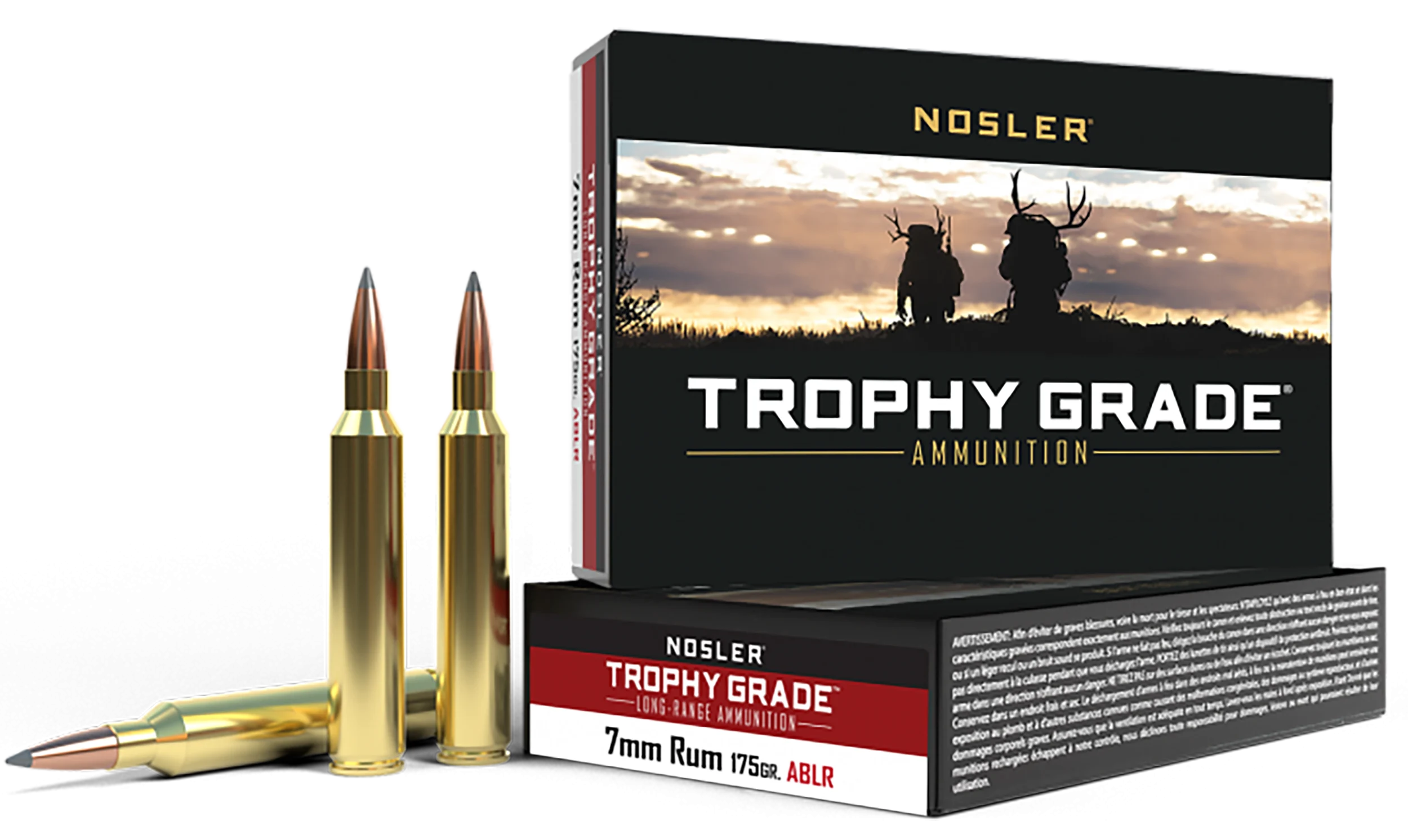 Nosler Long Range Rifle Ammunition 60120, 7mm Remington Ultra Magnum, AccuBond, 175 GR, 3040 fps, 20 Rd/Bx