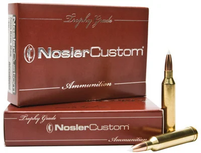 Nosler Trophy Grade Rifle Ammunition 60083, 338 Remington Ultra Mag, AccuBond, 225 GR, 2975 fps, 20 Rd/bx