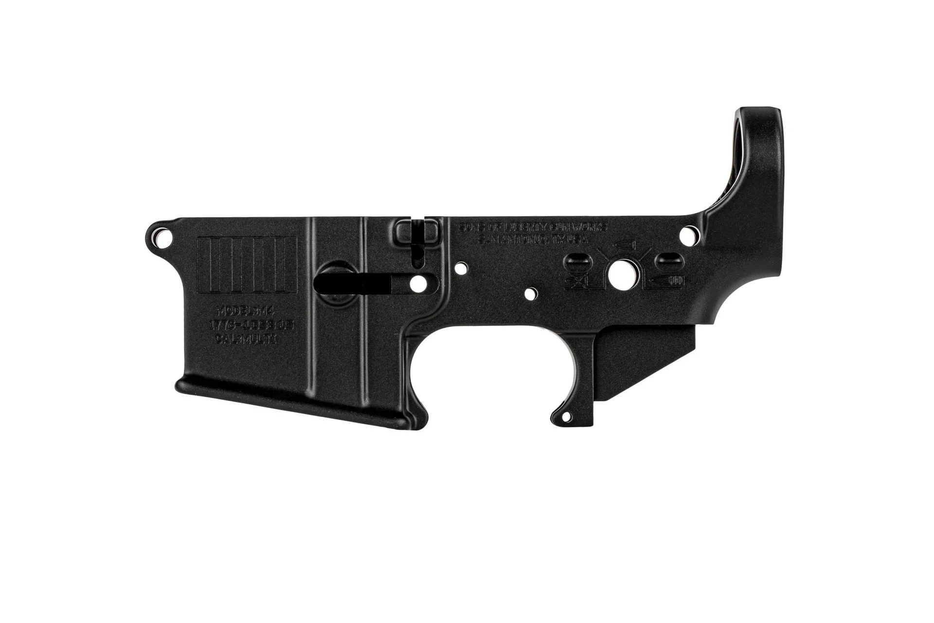Sons Of Liberty Gun Works AR-15 Stripped Lower Receiver - Rebellious Stripes - L-Stripes-A-BLK