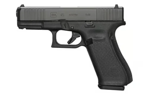 Glock G45 Gen5 MOS Full Size 9mm Luger 17+1 4.02" Black GMB Barrel, Black nDLC MOS Cut/Serrated Steel Slide