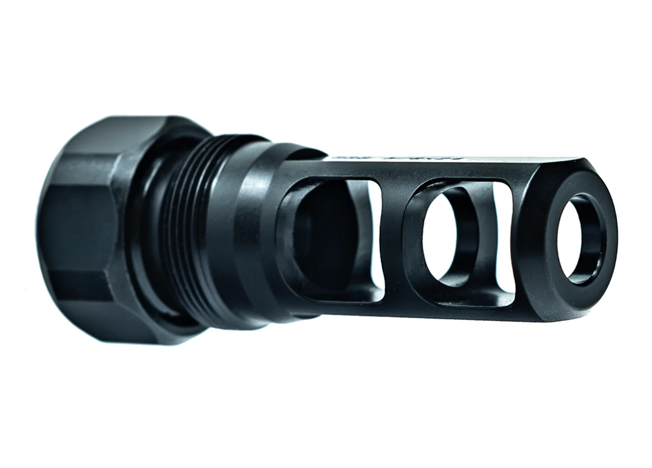 Faxon Firearms Muzzlok Stainless Steel Plan B Muzzle Brake - 5/8x24- .375" Bore - FF-MD-PB-BRAKE-02