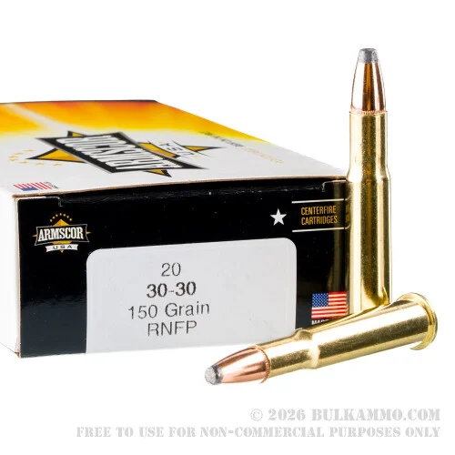 20 Rounds of 30-30 Win Ammo by Armscor USA - 150gr RNFP