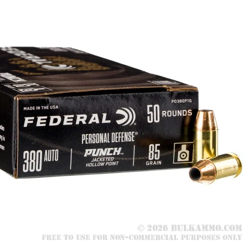 50 Rounds of .380 ACP Ammo by Federal Punch - 85gr JHP