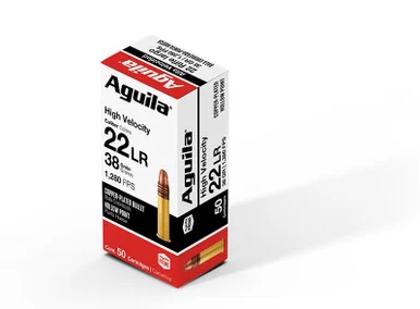 Aguila 22 LR HV, 38 GR HP, 50 Rounds, Copper-Plated Hollow Point
