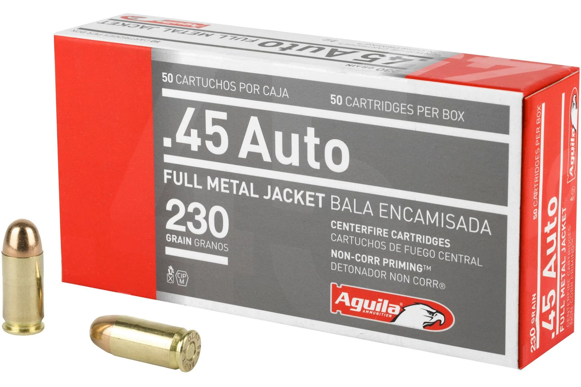 Aguila Ammunition Pistol 45 ACP 230 Grain Full Metal Jacket Handgun Ammo - 50 Rounds - AGA1E452110