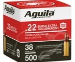 Aguila SuperExtra 22 Long Rifle Ammo 38 Grain Copper Plated Hollow Point - 1B221118
