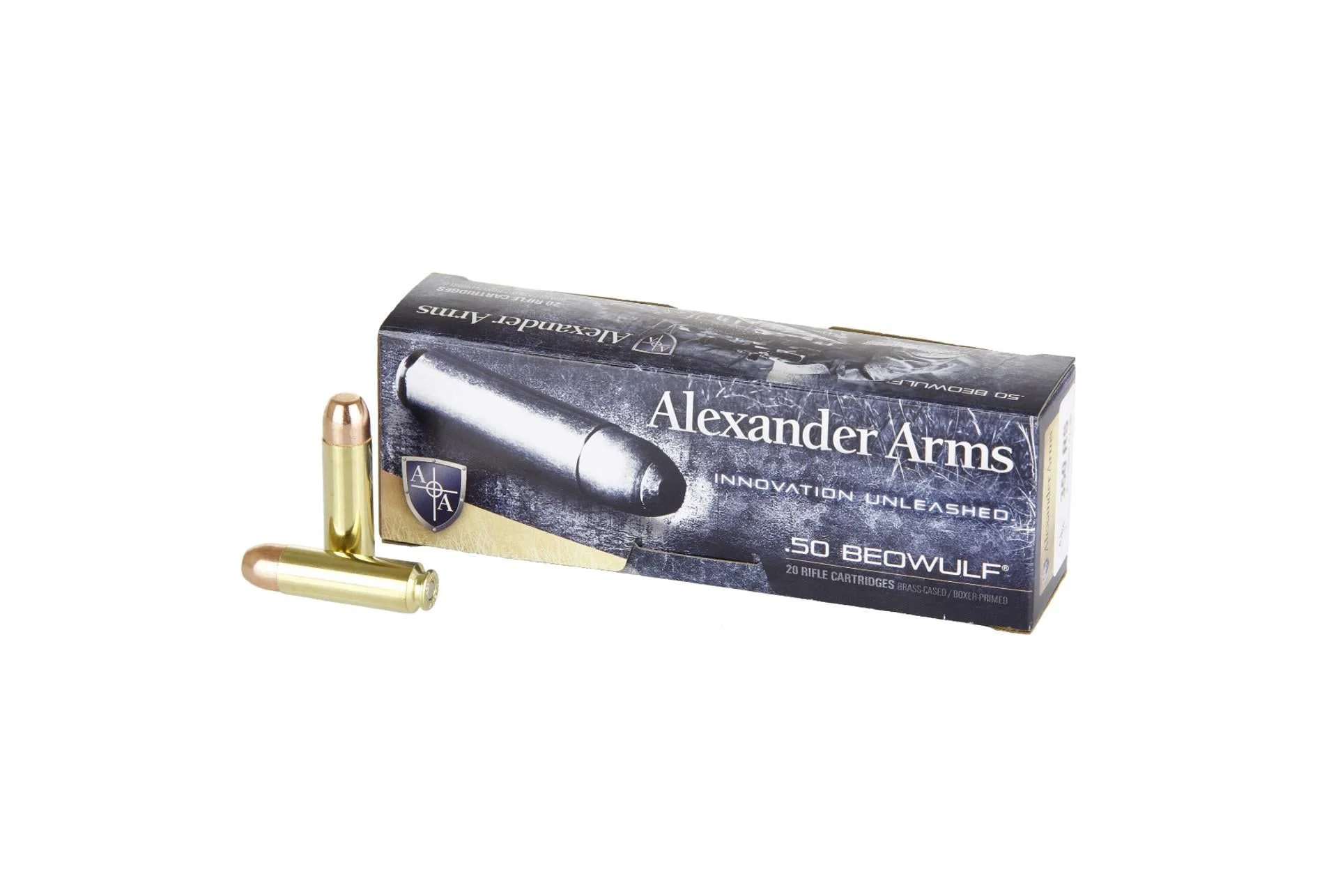 Alexander Arms AB350RSBOX Rifle Ammo 50 Beowulf 350 gr Flat Point (FP) Rifle Ammo - 20 Rounds - AB350RSBOX