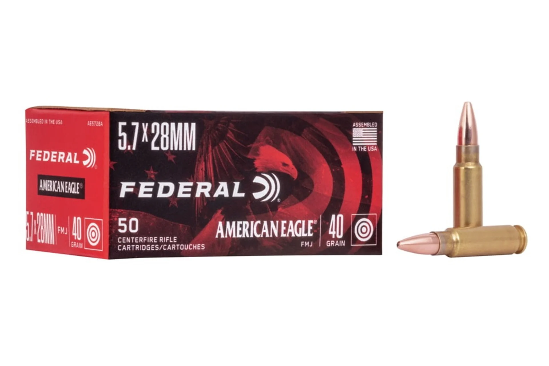 American Eagle 5.7 Ammo 40 Grain FMJ Rifle Ammo - 500 Rounds - AE5728A