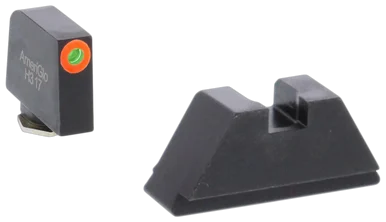 AmeriGlo GL511 Optic Compatible Sight Set, XL Tall, Green Tritium Orange Outline Front Sight, Green Tritium Black Rear Sight