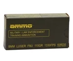 Ammo Inc Military / Law Enforcement Training 9mm Ammo 115 Grain Full Metal Jacket - 9115FMJ-MLE50