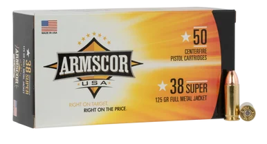 Armscor FAC38SUPER1N, 38 Super, 125gr FMJ, 1,000 Rds, Brass