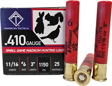 ATI ATIAC41036 Target Load, 410 Gauge, 3" Shell, 11/16 oz, #6 Shot, 25 Rounds per Box