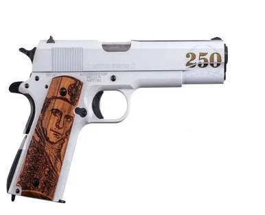 Auto Ordnance 1911A1 Navy 250th, .45 ACP, 5.00" Barrel, 7 Rds, White/Black/Gold Cerakote