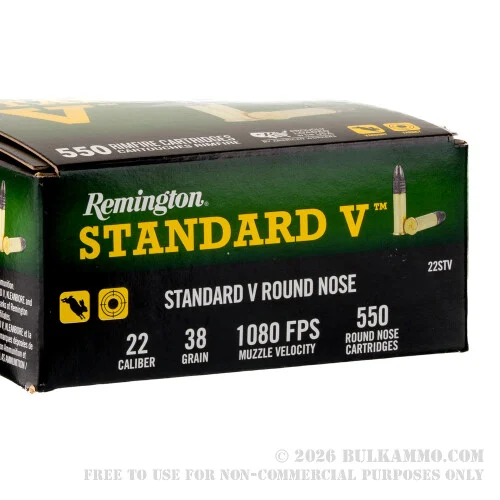 550 Rounds of .22 LR Ammo by Remington Standard V - 38gr LRN