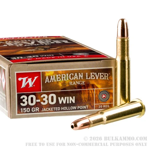 200 Rounds of 30-30 Win Ammo by Winchester American Lever Range - 150gr JHP