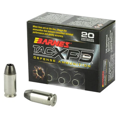 Barnes TAC-XPD, 45 ACP +P, 185 Gr, 20 Rds, Nickel-Plated