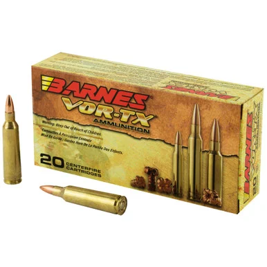 Barnes VOR-TX, 22-250 Remington, 50 Gr TSX, 20 Rds, Brass