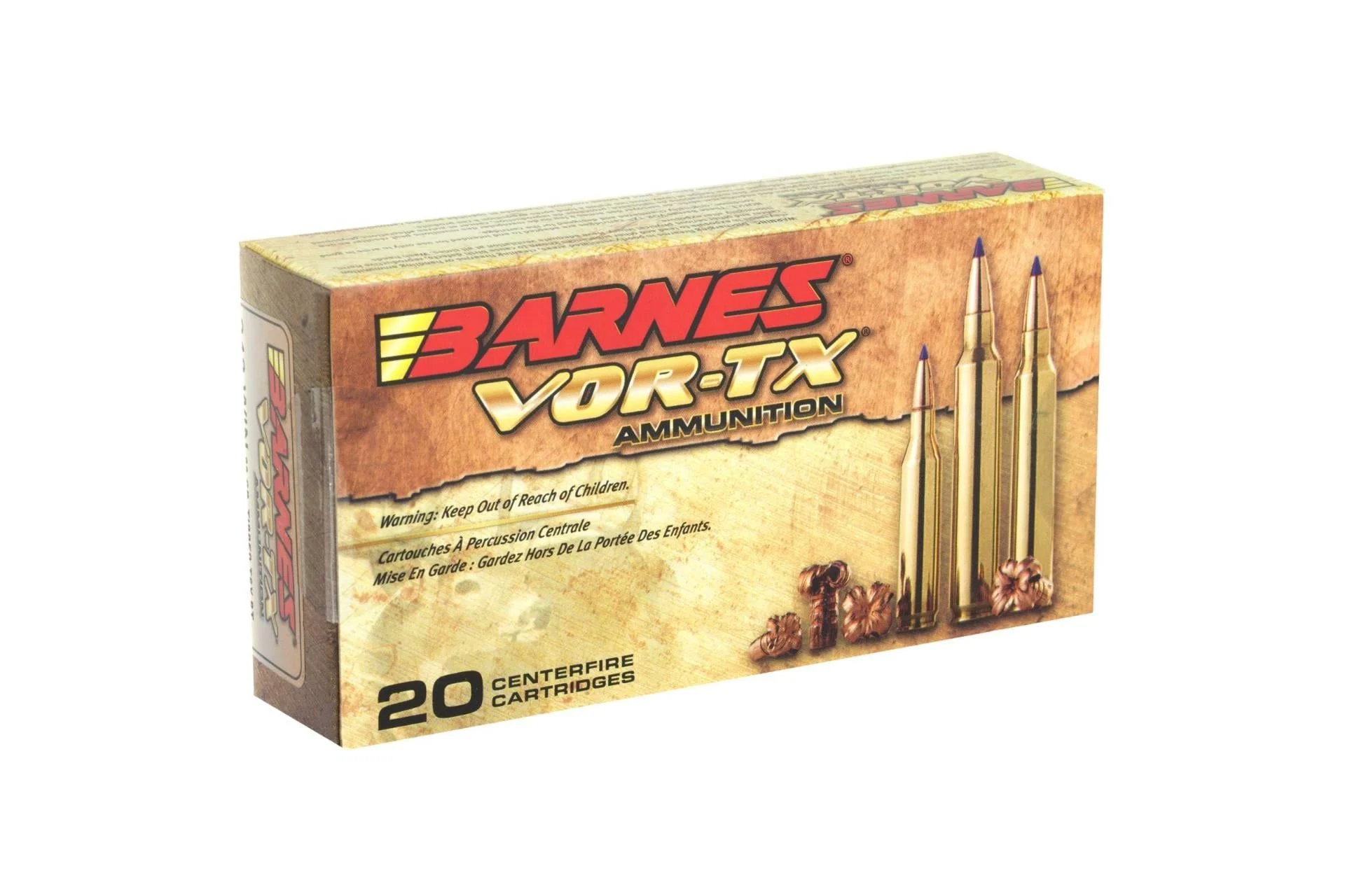 Barnes VOR-TX 243WIN 80 Grain Tipped Triple Shock X Boat Tail Lead Free California Certified Nonlead Ammunition Rifle Ammo - 20 Rounds - 21522
