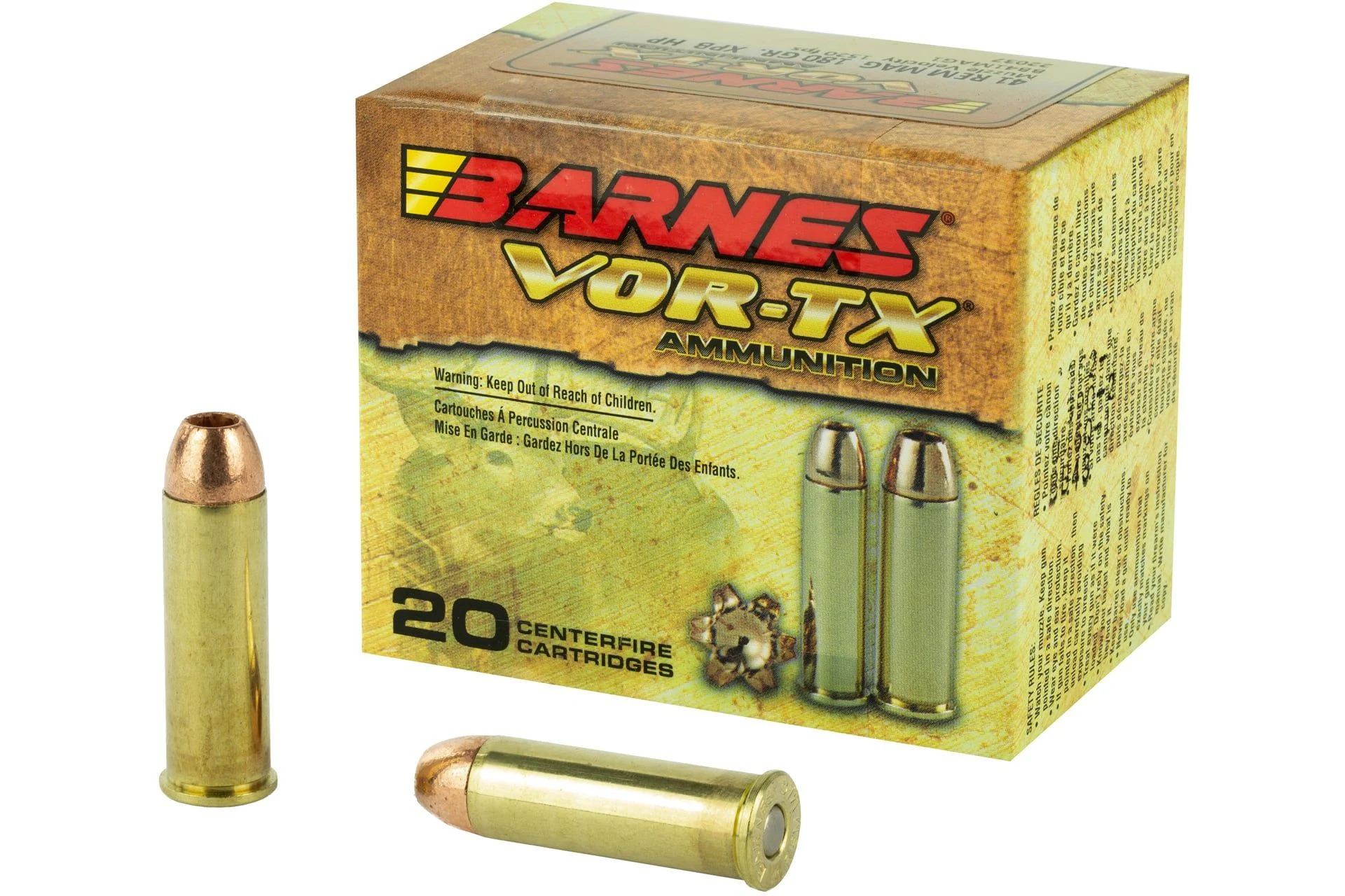 Barnes VOR-TX 41 Mag 180 Grain XPB Jacketed Hollow Point Handgun Ammo - 20 Rounds - BB41MAG1