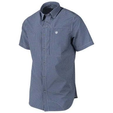 BERETTA Men's Hovis Flex Fancy Check Blue Short Sleeve Shirt (LU302T233405D7)