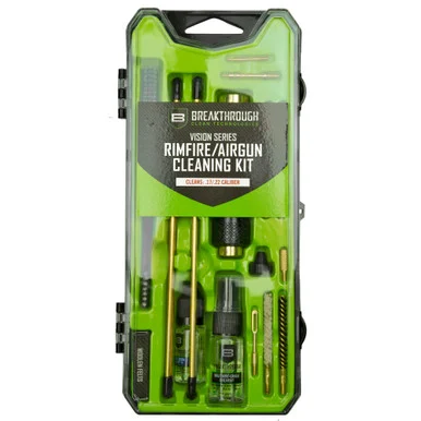 Breakthrough Clean Vision Series Rimfire/Airgun Cleaning Kit, .17/.22 Caliber, Military-Grade Solvent, Durable Case