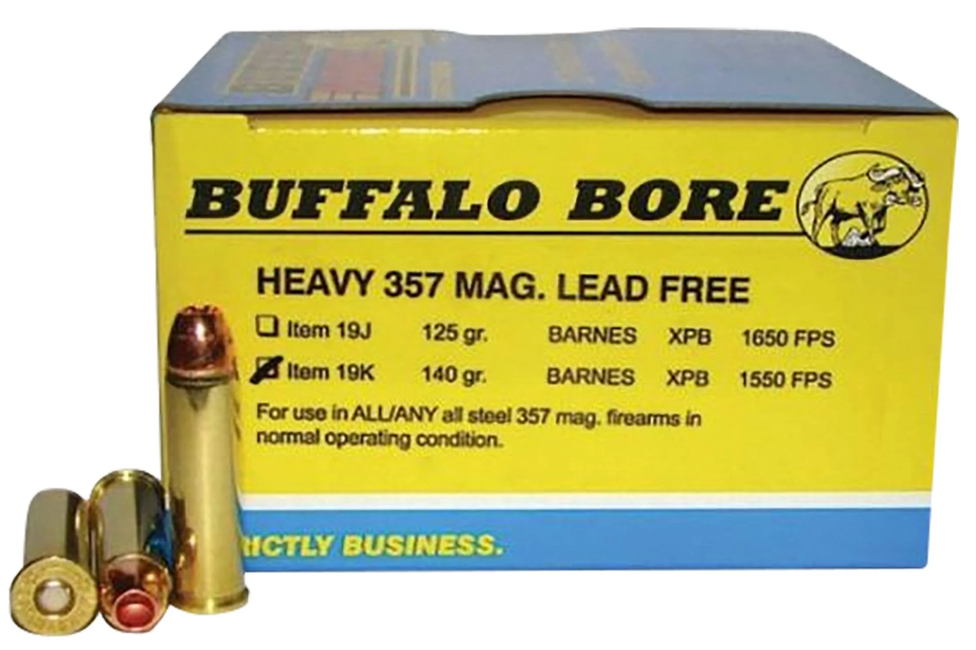 Buffalo Bore Ammunition 19K20 Buffalo-Barnes Strictly Business 357Mag 140gr Barnes VOR-TX XPB Lead Free 20 Per Box - 82098