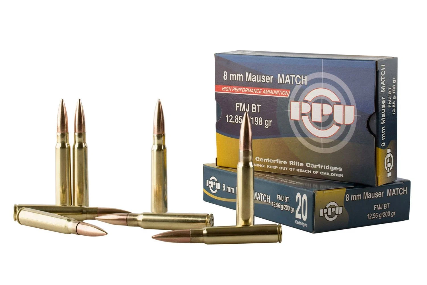 PPU PP8F Metric Rifle 8mm Mauser 198 gr Full Metal Jacket (FMJ) Handgun Ammo - 20 Rounds - 57049