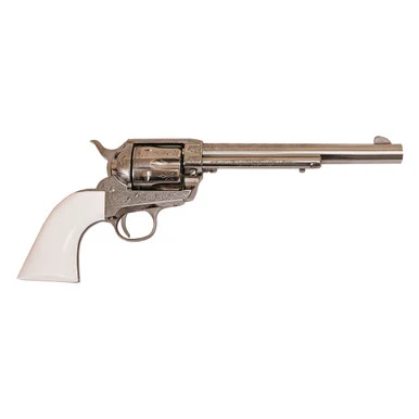 CIMARRON Frontier .45LC 7.5in Pre-War Nickel Laser Engraving Poly Ivory Grip Revolver (PP415LNI)