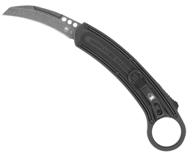CobraTec Knives CTBKRH Karambit, 2.75" Stonewashed D2 Blade, 5.88" Black Anodized Handle with Finger Ring