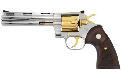 Colt Python, .357 Magnum, 6.00" Barrel, 6 Rds, Gold Plated