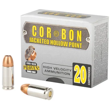 Corbon Self Defense, 9MM, 125 Gr Jacketed Hollow Point, +P, 20 Rds Box