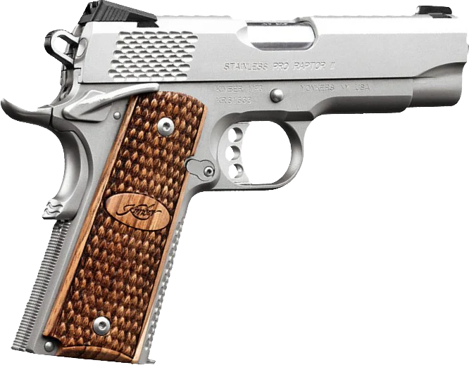 Kimber 3200195 Stainless Pro Raptor II Pistol - .45 ACP, 4 in Barrel, Satin Stainless Steel Frame/Slide, 8 Rd