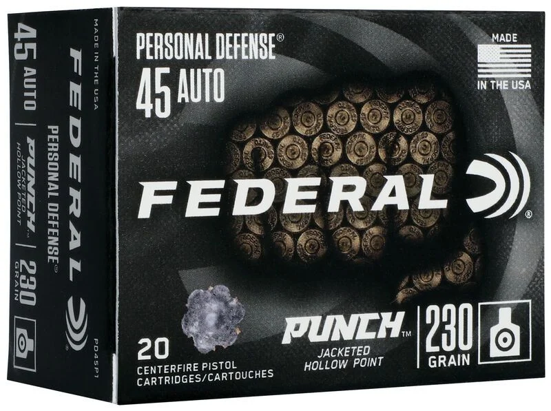Federal PD45P1 Punch .45acp 230gr JHP Handgun Ammo - 20 Rounds - PD45P1
