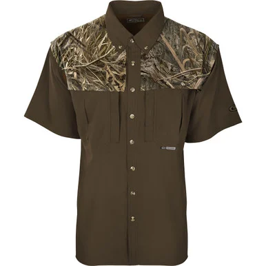 DRAKE Men's EST Two-Tone Camo Flyweight Wingshooter's Mossy Oak Shadow Grass Habitat SS Shirt (DW7006-022T)